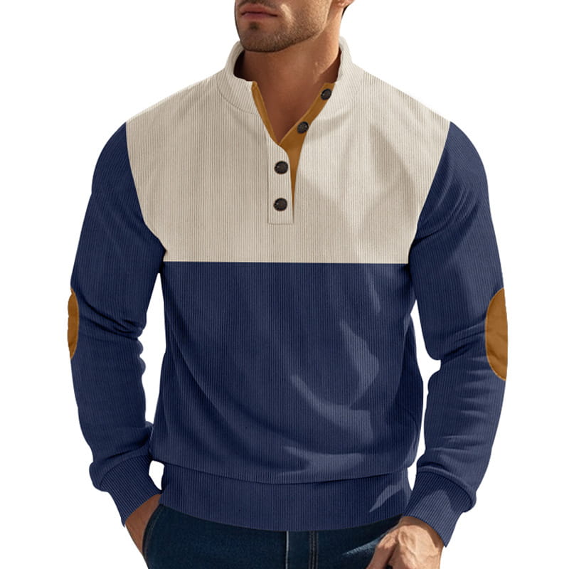Mens Corduroy Léine Long Sleeve Long Cnaipe Ócáideach Suas Barr Polyester Plus Méid