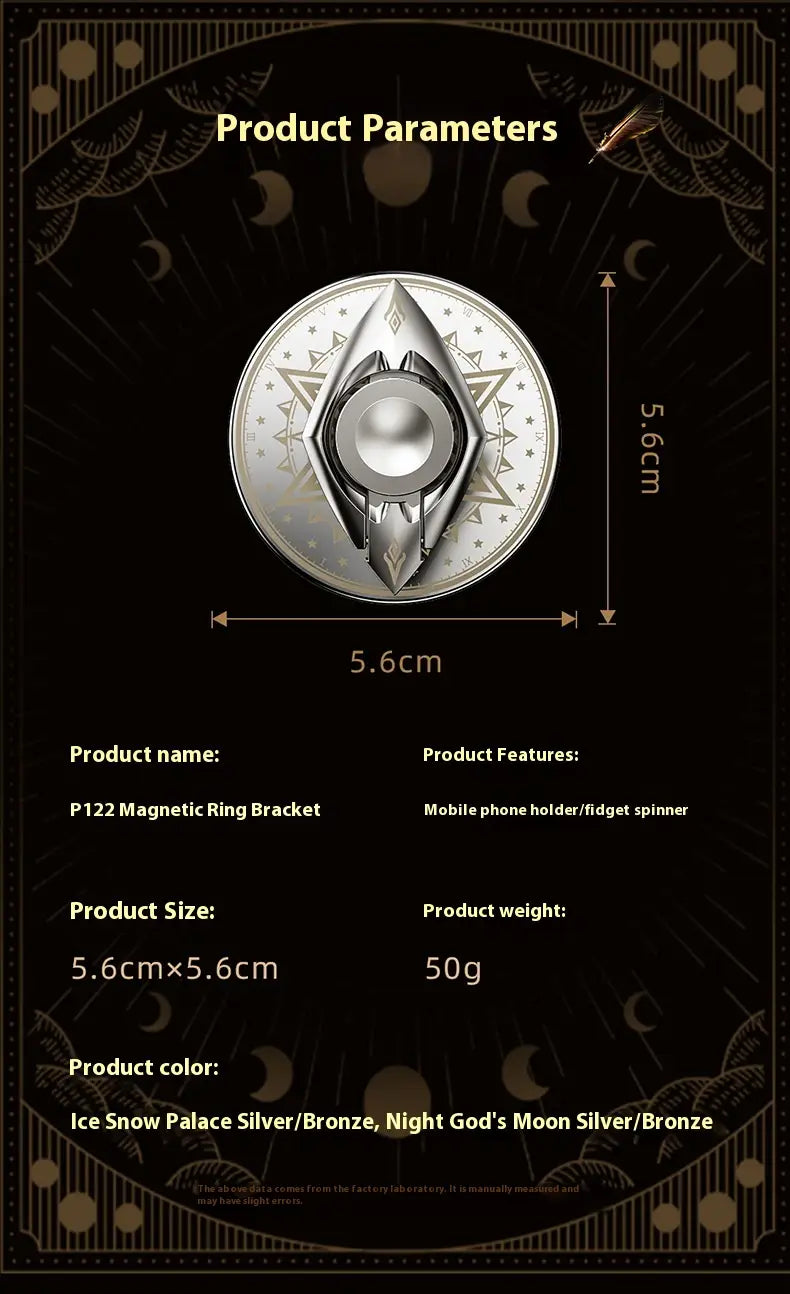 Ice Snow Palace and Night Moon Fingertip Gyro Magnetic with Rotating Fastened Ring
