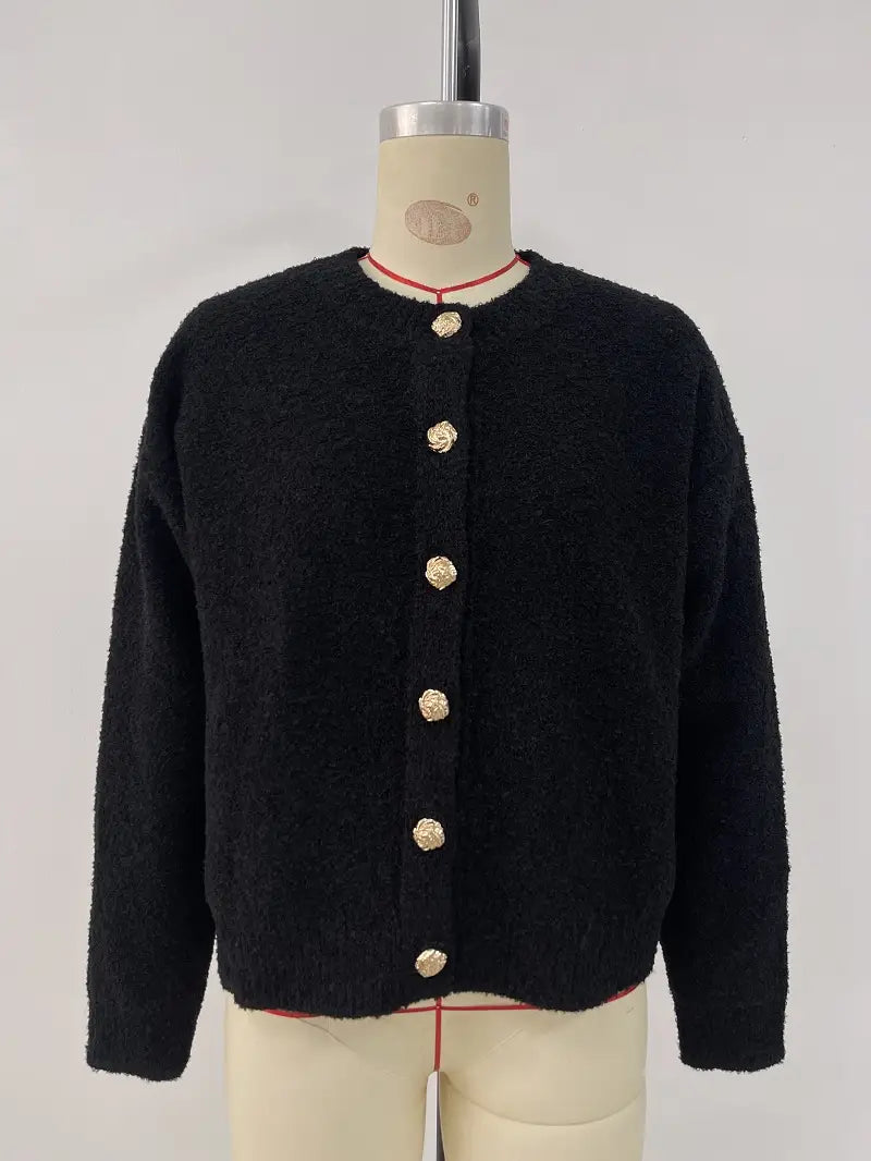 Kvinnor stickade färgblock cardigan långärmad lätt tröja topp