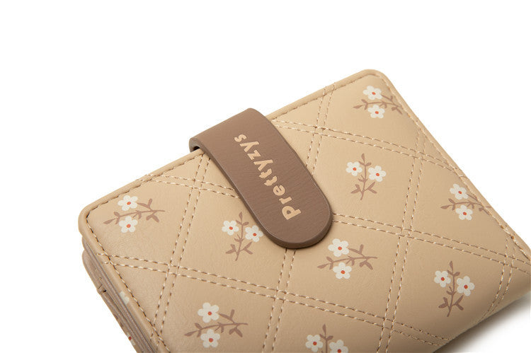 Women’s Soft Printed Buckle Folding Small Wallet Multiple Card Slots Integrated Card Holder - Tiny Wallet Big Style