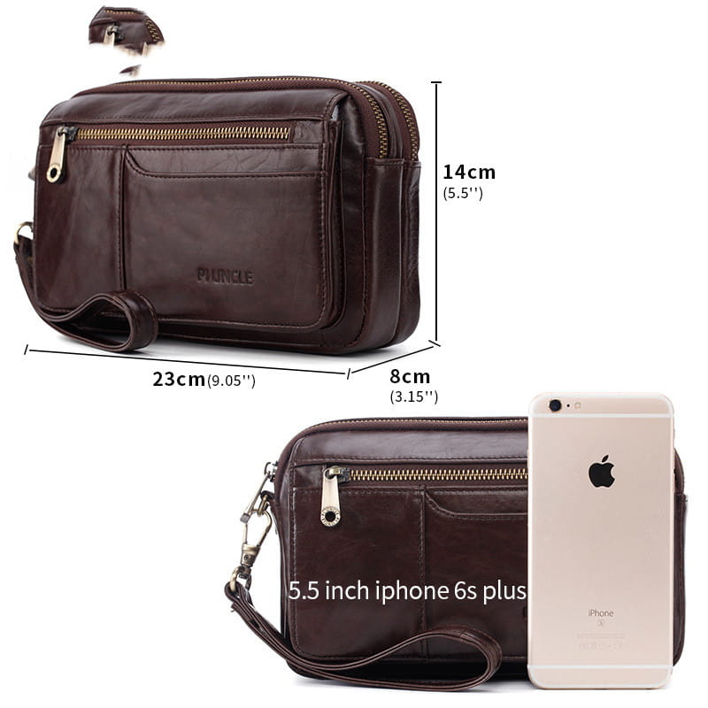 Casual Leather Cortex Bag Clutch with Zipper and Multiple Compartments for United States Buyers