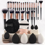 47 Piece Makeup Brush Set with Cosmetic Bag Non-Latex Blenders and Tools - Teleplus Online Store makeup brush piece set