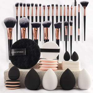 47 Piece Makeup Brush Set with Cosmetic Bag Non-Latex Blenders and Tools - Teleplus Online Store makeup brush piece set