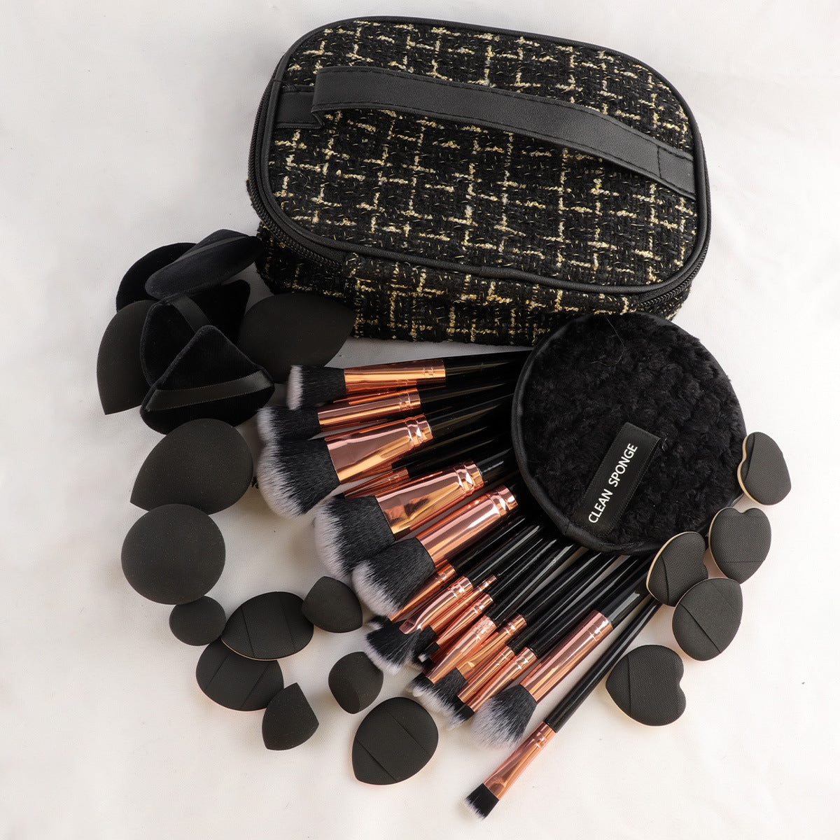 47 Piece Makeup Brush Set with Cosmetic Bag Non-Latex Blenders and Tools - Teleplus Online Store makeup brush piece set