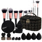 47 Piece Makeup Brush Set with Cosmetic Bag Non-Latex Blenders and Tools - Teleplus Online Store makeup brush piece set