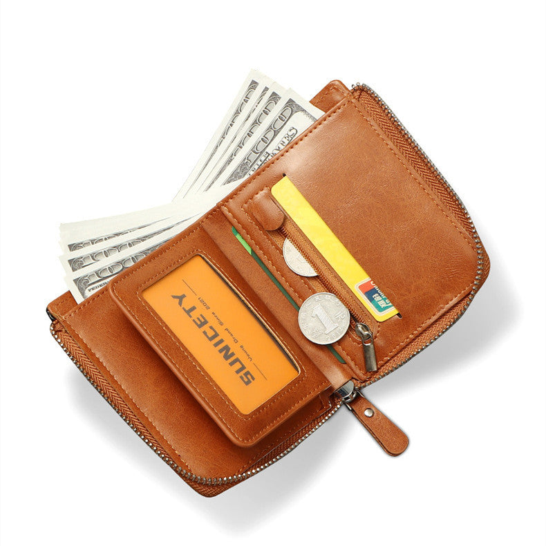 Men’s Short Fashion Leather Zipper RFID Wallet - Stylish Wallet For Men That Even Thieves Approve