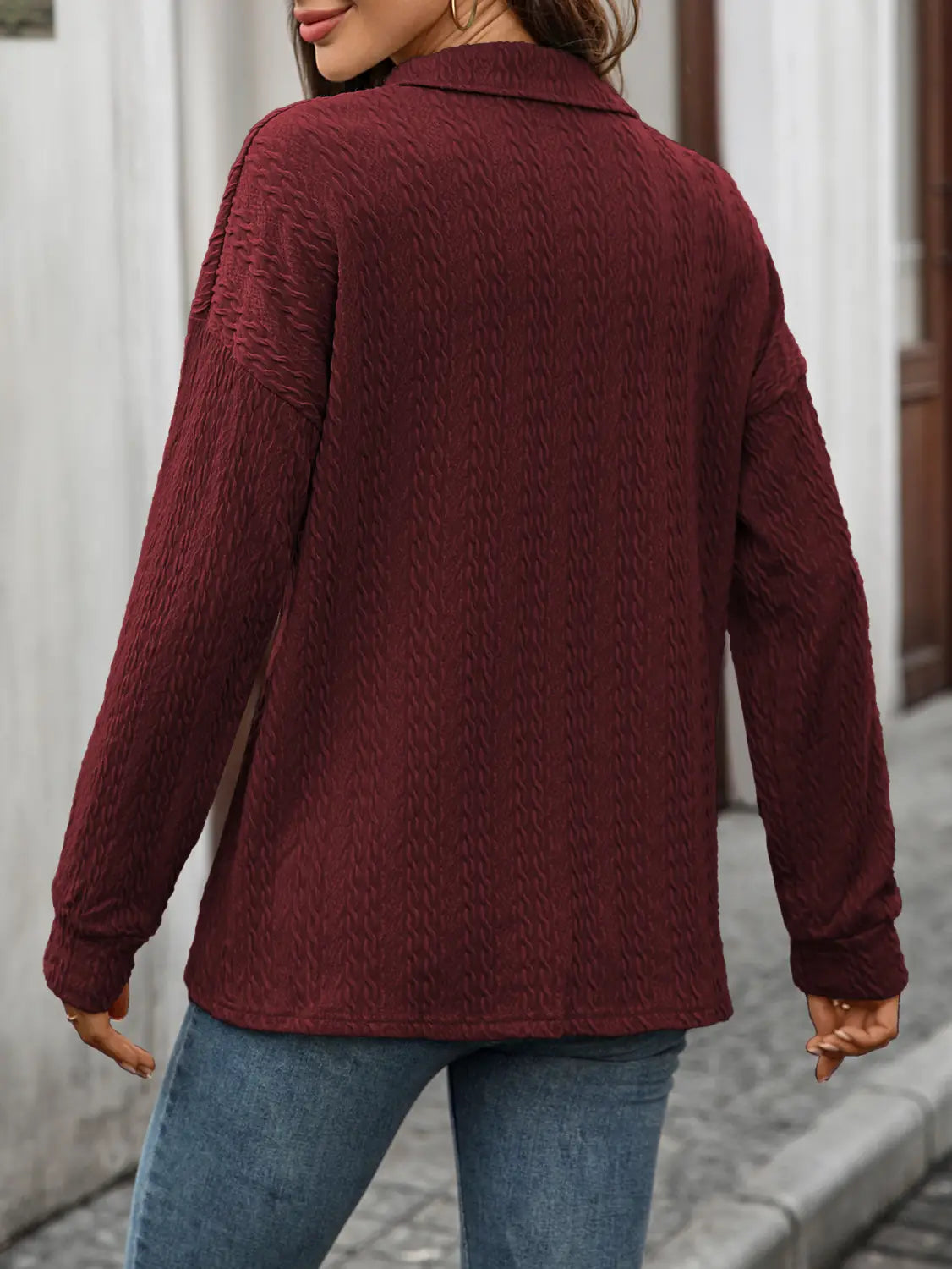 Luźna guzika pullover bluzka dla kobiet wygodna top roboczy