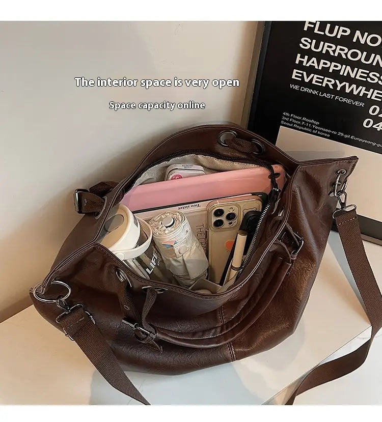 Medium PU Leather Shoulder Bag with Zipper Pocket for Women Daily