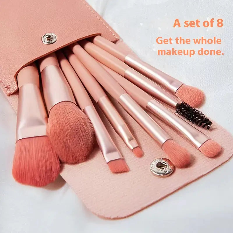 Macaron Makeup Brush Set Eight Eye in Apricot Pink Sky Blue Gray Green