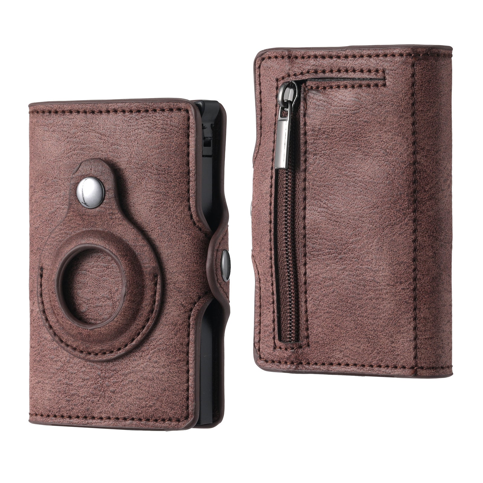 Men’s Wallet Tracker Card Clamp Metal Card Holder - Crazy Horse Wallet Tracker for Forgetful Gents