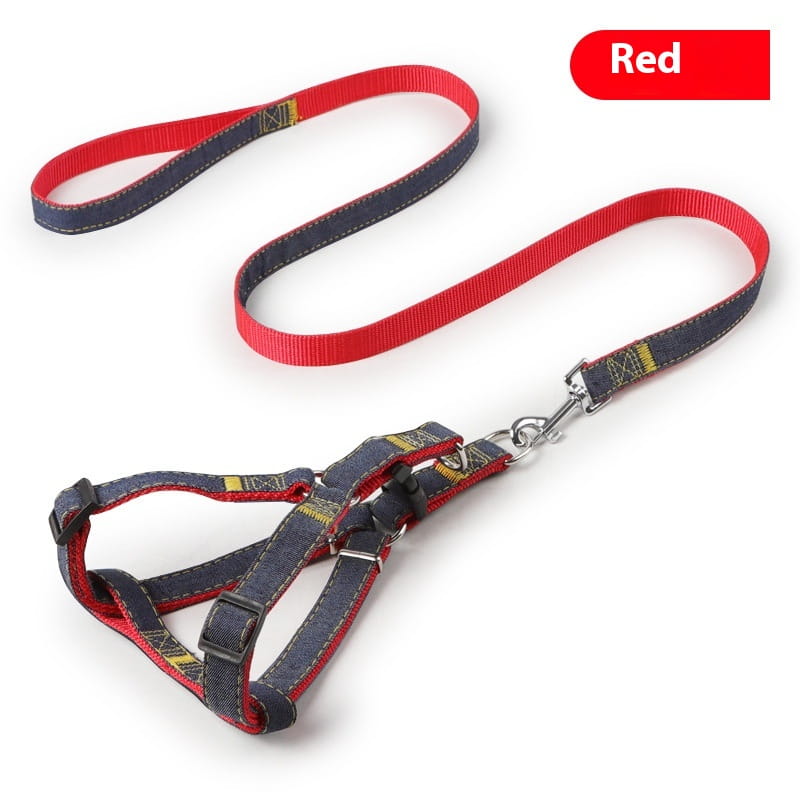Ligne pour animaux de compagnie en deux pièces et collier de traction thoracique pour chiens chats