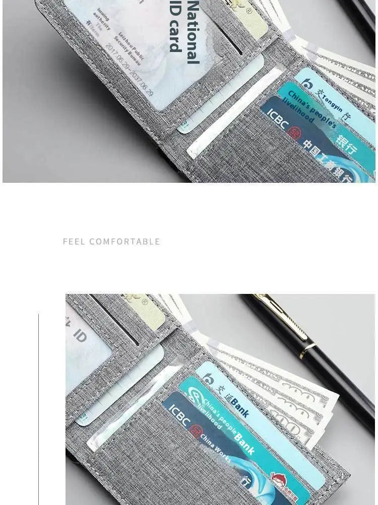 Portefeuille en toile minimaliste urbain avec matériau anti-coupe et plusieurs couleurs