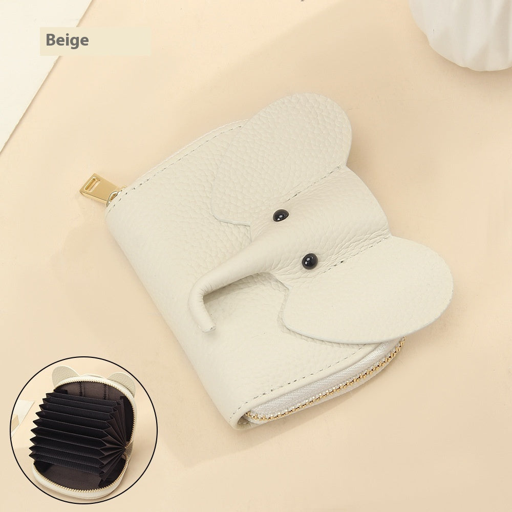 Leather Organ Card Holder Bags Creative Elephant Zipper Wallet Fashion Bag - Zipper Wallet for Trendy Elephants