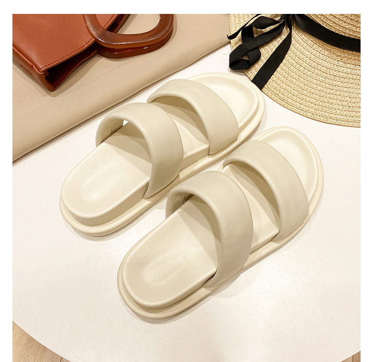 Black Sheepskin Flat Heel Slippers with Rubber Foam Sole