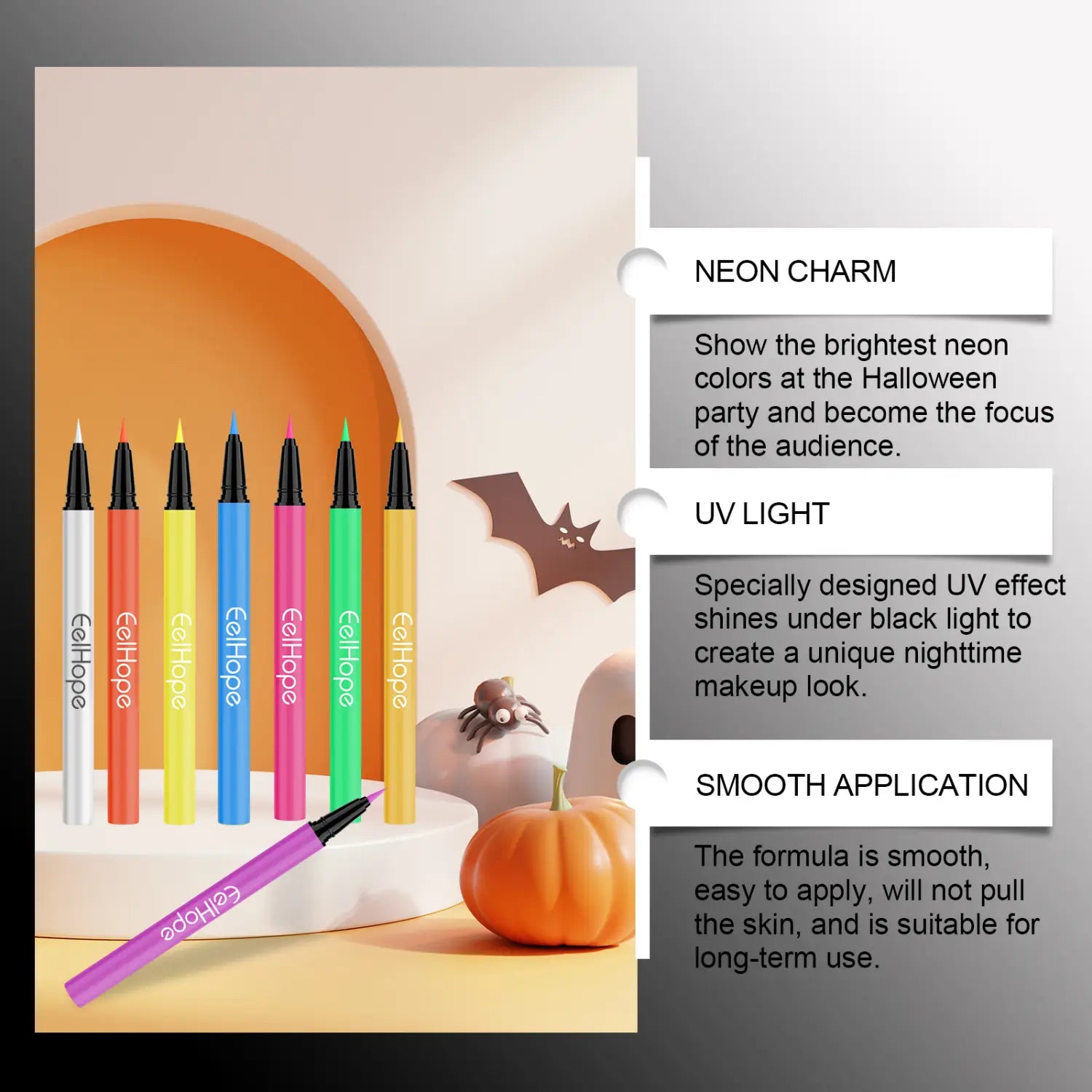 Halloween Neon Liquid Eyeliner with Moisturizing Glycerin and Vitamin E