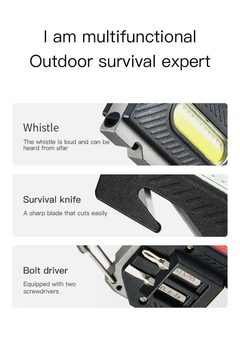 Multifunctional Emergency Charging Light Keychain with Survival Tools