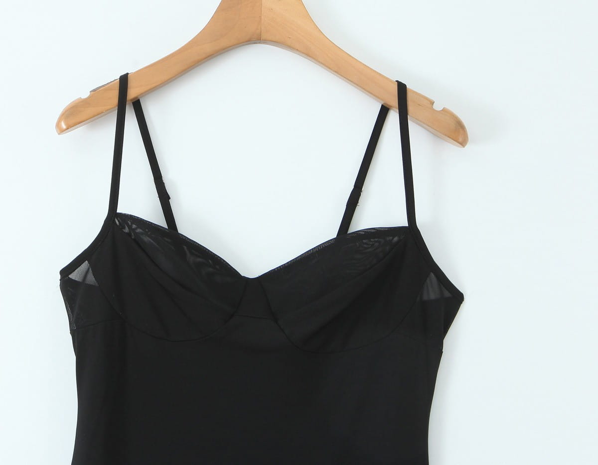 Abito gonna in poliestere nero con stile imbrattato per donne