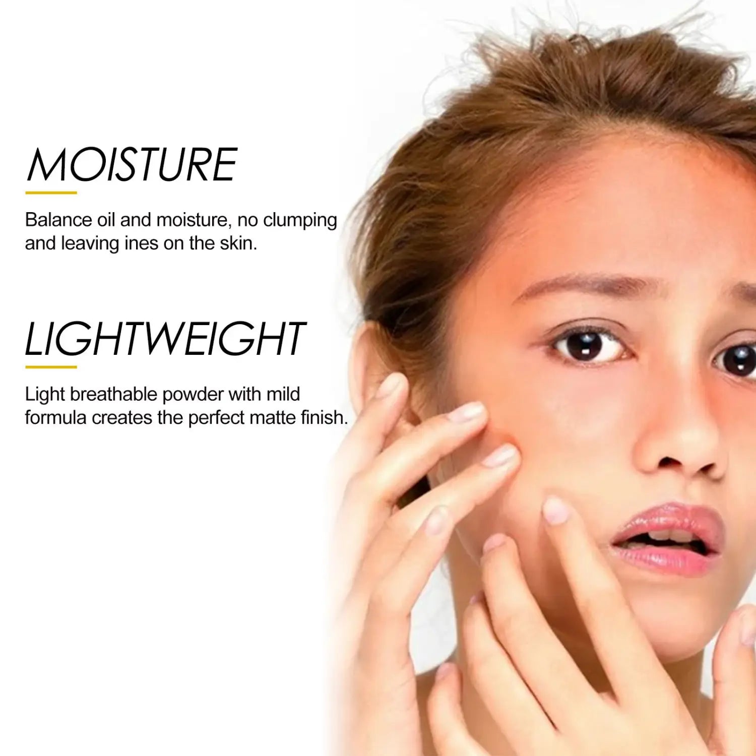 Por beállítása talkummal és cink -oxiddal a smink befejezéséhez