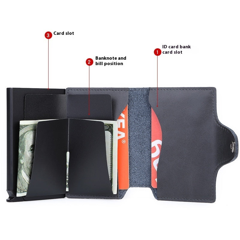 Thin Anti-degaussing Business Card Holder Automatic Pop-up Metal Card Bag - Pop-up Card Holder for the Stylishly