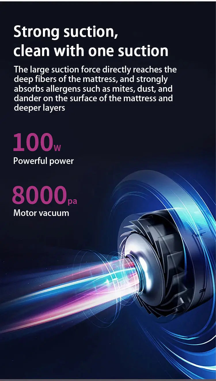 Cordless Bed Vacuum Cleaner for Dust Mite Removal and Home