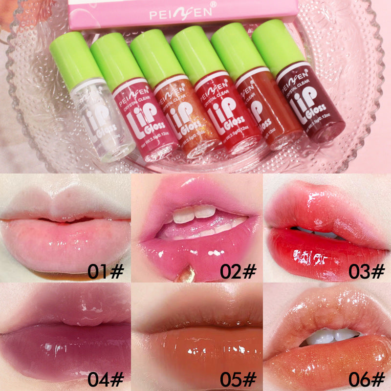 Λιπαρή λάκα Lip 6 PCS Set Box Mirror Moisturizing Full Lips