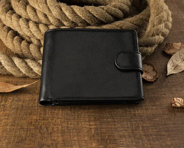 Black Cowhide Wallet with Opening Latch for US Market and CHF Payments
