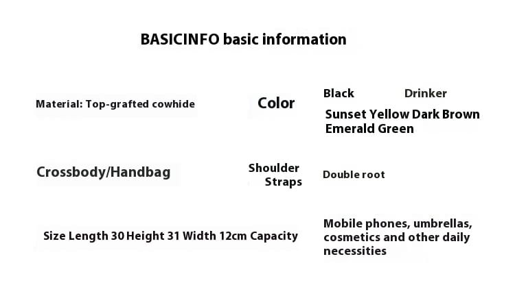 Genuine Leather Cowhide Tote Bag Square Handbag with Zipper Pocket for Women