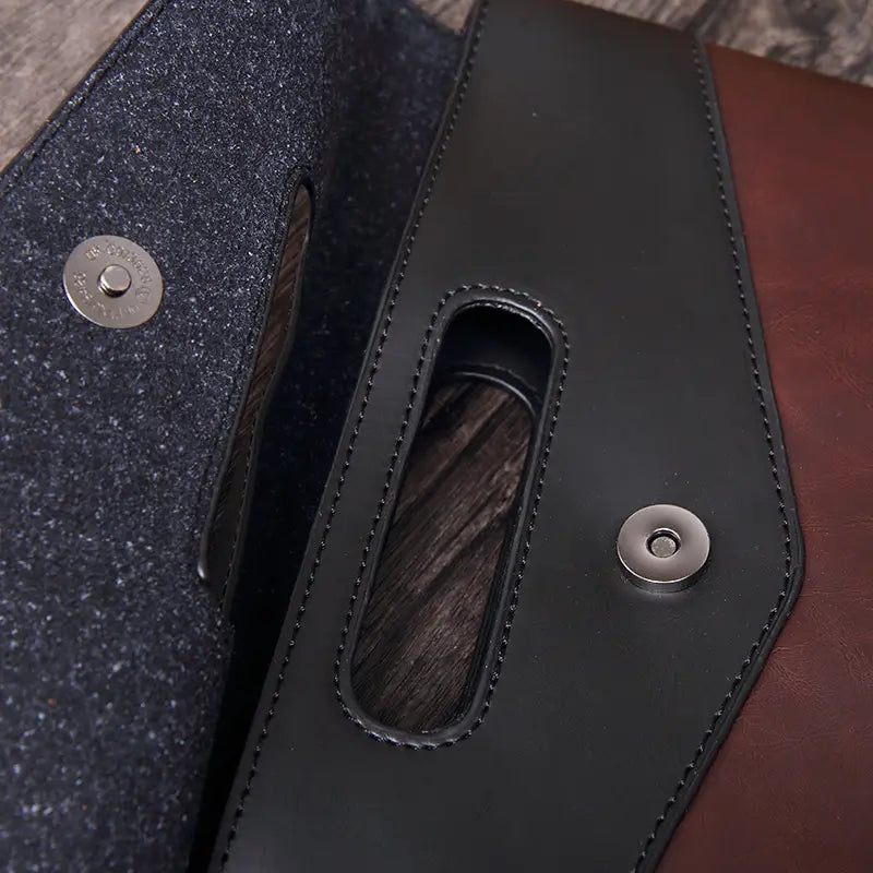 Men’s Leather Wristlet Clutch Bag with Magnetic Closure for United States Buyers