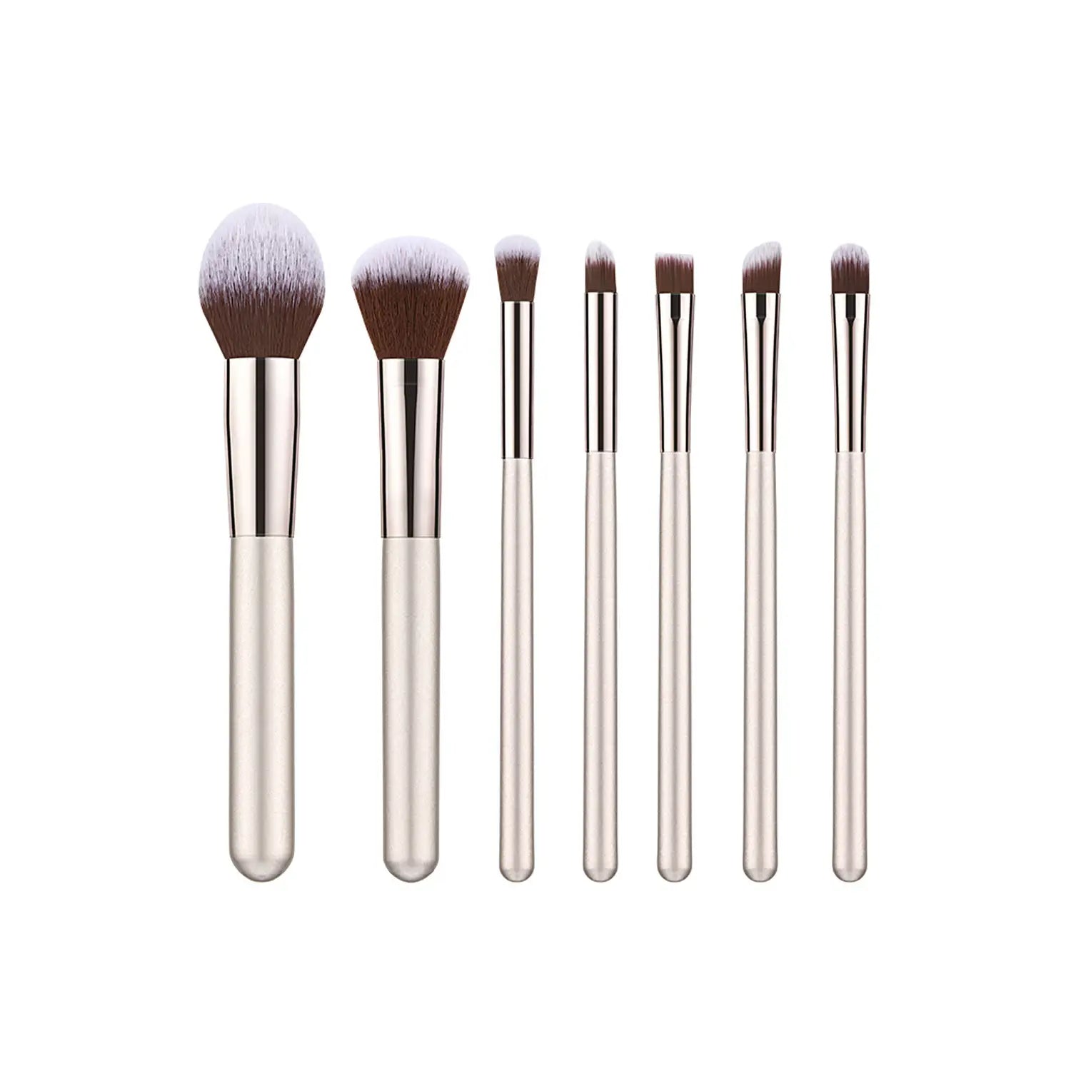 Wooden Handle Makeup Brush Set with Champagne Gold Handles