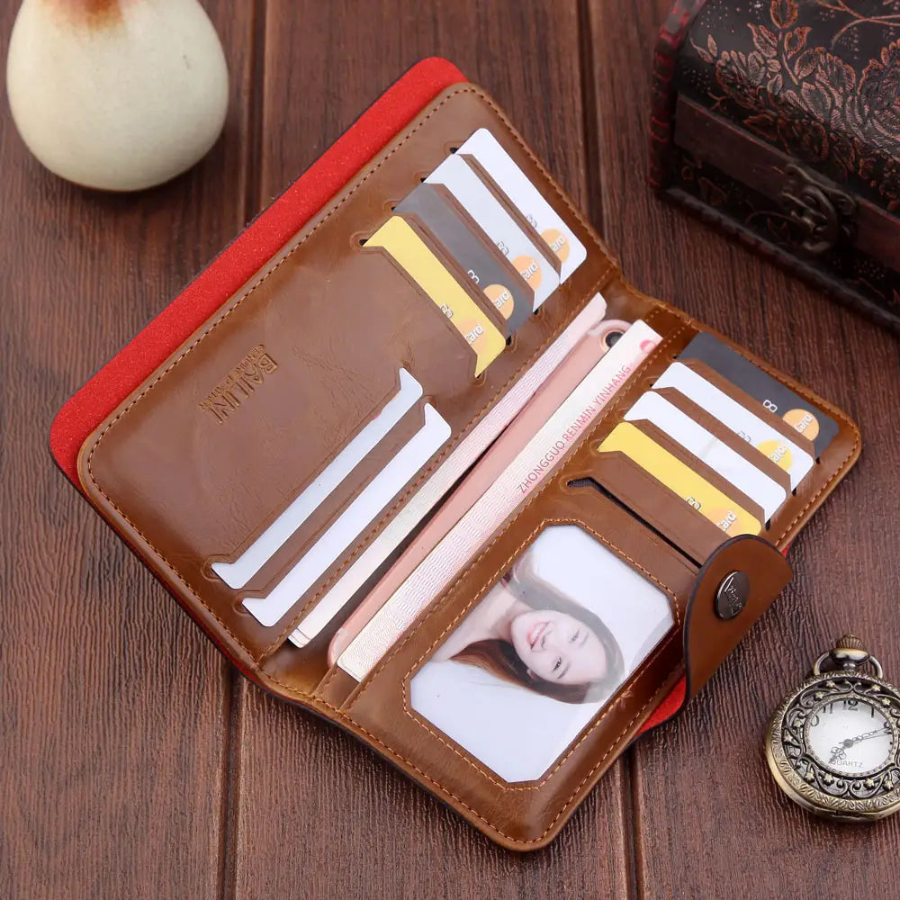 PU Leather Wallet with Concealed Compartments for United States and CHF Currencies