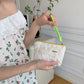 Rope Mouth Red Envelope Female Cosmetic Bag Portable Portable Coin Purse Wash Bag - Bubble Big Flower Bag