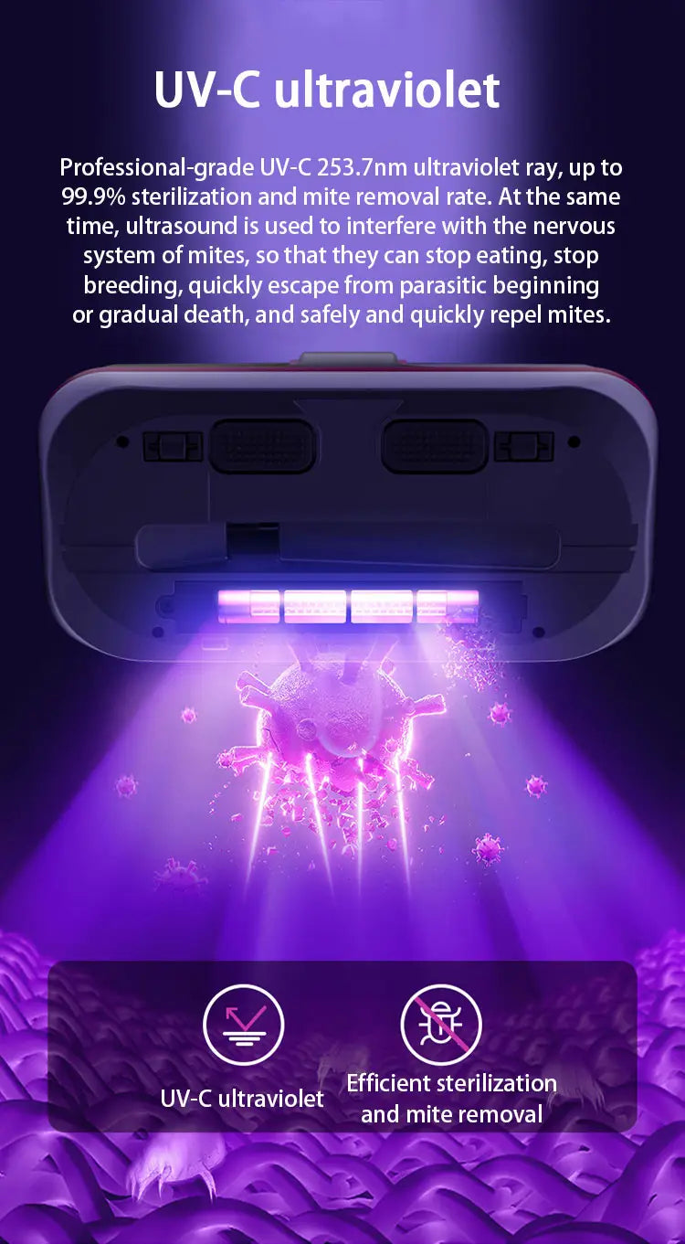 Cordless Bed Vacuum Cleaner for Dust Mite Removal and Home