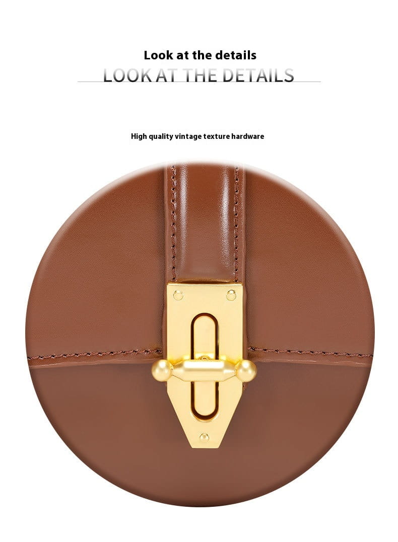 Genuine Leather Baguette Armpit Crossbody Bag with Advanced Texture Wild Design