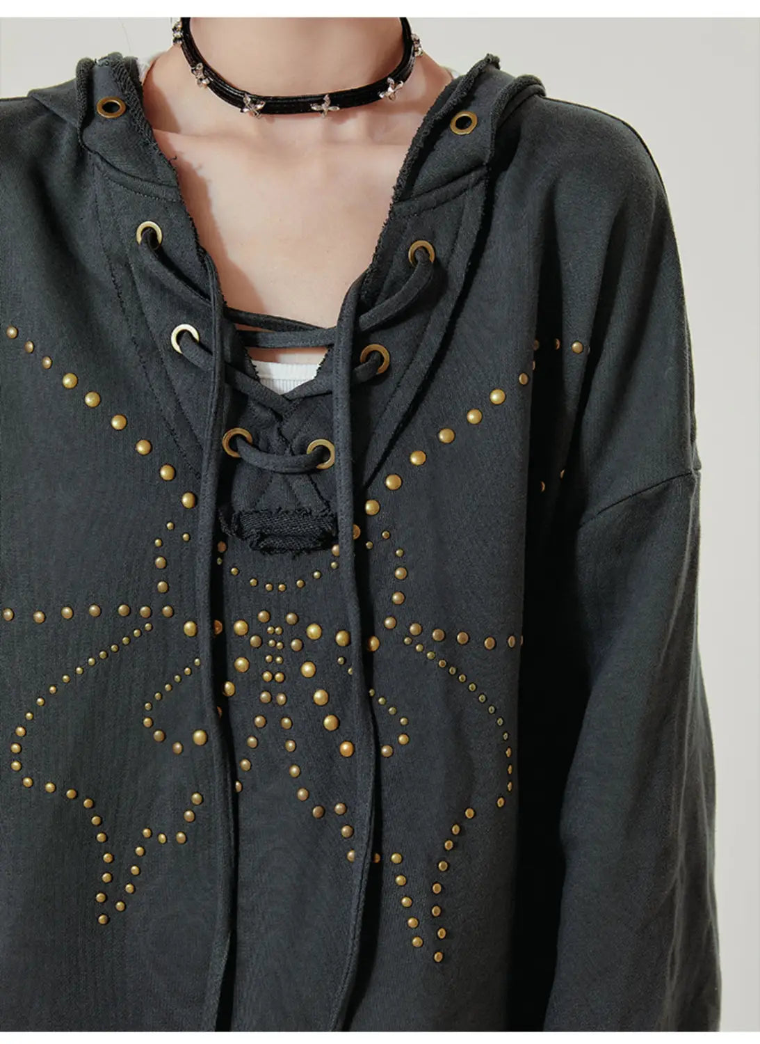 Felpa per maniche lunghe con cappuccio di cotone grigio scuro per donne e uomini