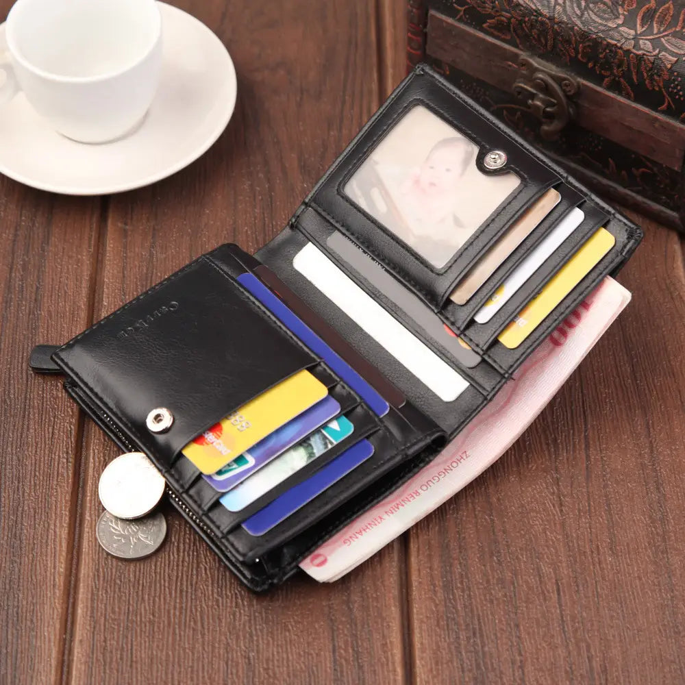 PU Leather Wallet with Opening Zipper Buckle for United States and CHF Buyers