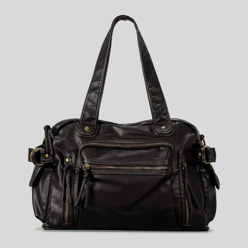 Geanta de căptușeală din piele maro și negru PU pentru femei pentru femei