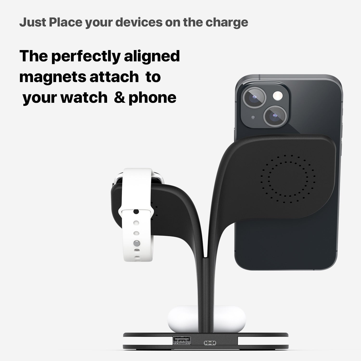 Magnetic Three-in-one Wireless Phone Charger Suitable For Earphone Watch - Magnetic Charger for Phones Earbuds