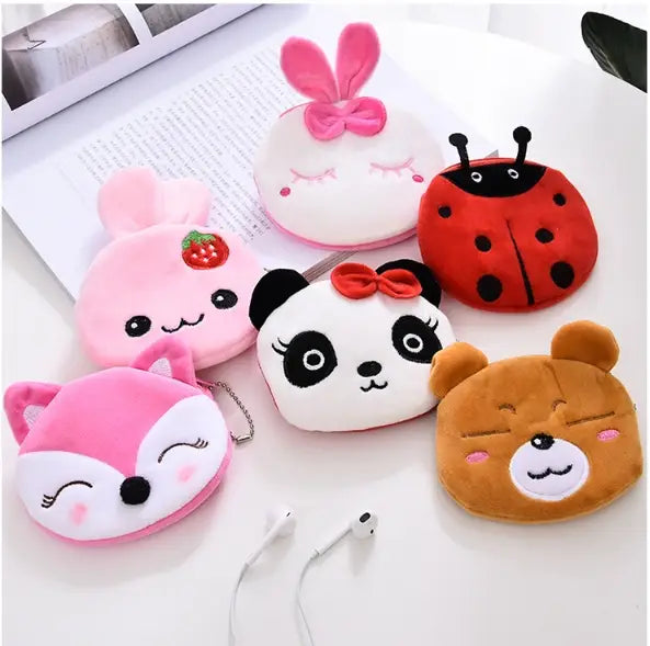 Cute Plush Coin Purses for Daily Use Featuring Travel and Animal Designs