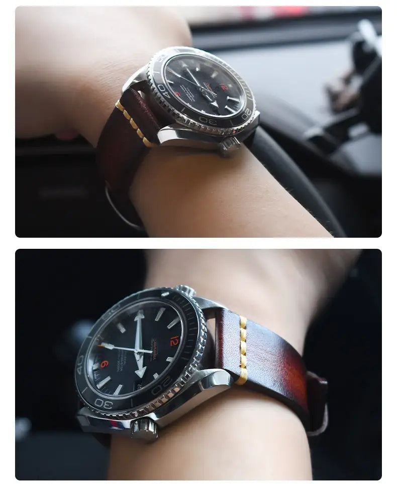 Leather Handmade Leather Strap Vintage Strap 20mm Needle Buckle Men’s Style