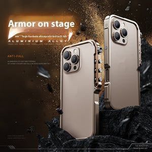 Anti-fall rustningstelefonveske egnet for varmeavvisning 15Pro Max Aluminium Alloy Frame 16Pro Metal Protective Cover