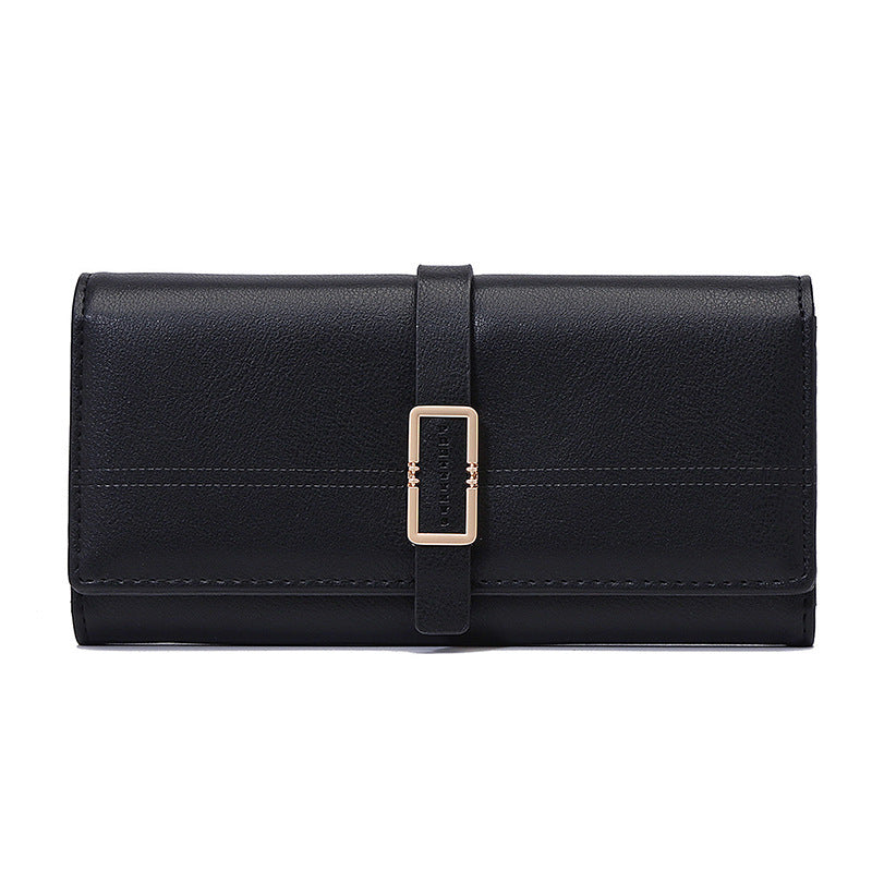 Long Metal Buckle Simple Tri-fold Clutch - Long Metal Buckle Clutch for Fashionably Forgetful