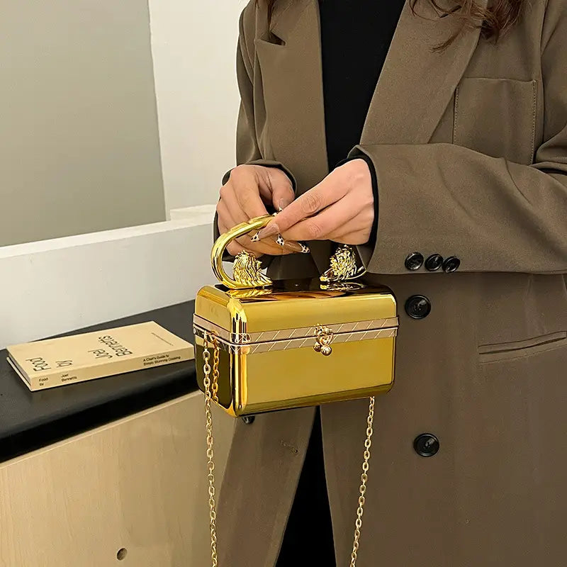 Fashion Shiny Surface Crossbody Bag in Gold and Silver Acrylic