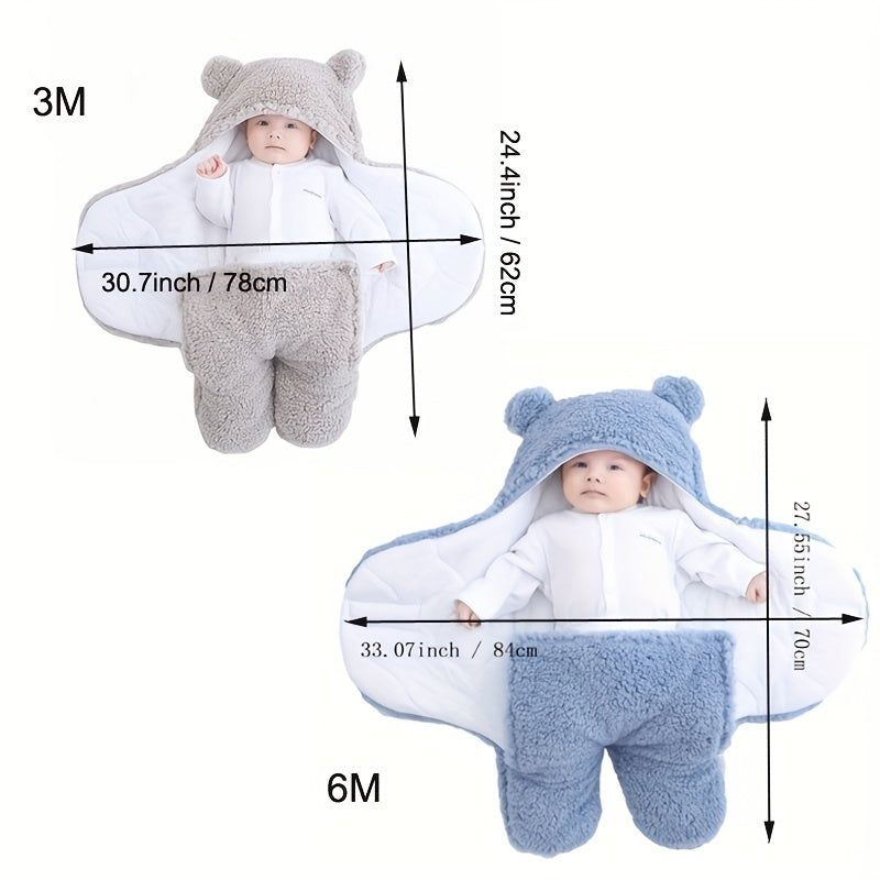 Winter Baby Sleeping Bag Bear Nap Printed Sleeping Bag Suitable For Babies Aged 0-10 Months Soft Nap Mat With Removable