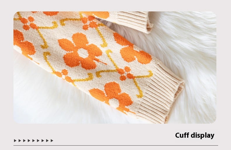 Floral Apricot Jacquard Cardigan Womens Viscose Knit Street Fashion Sweater