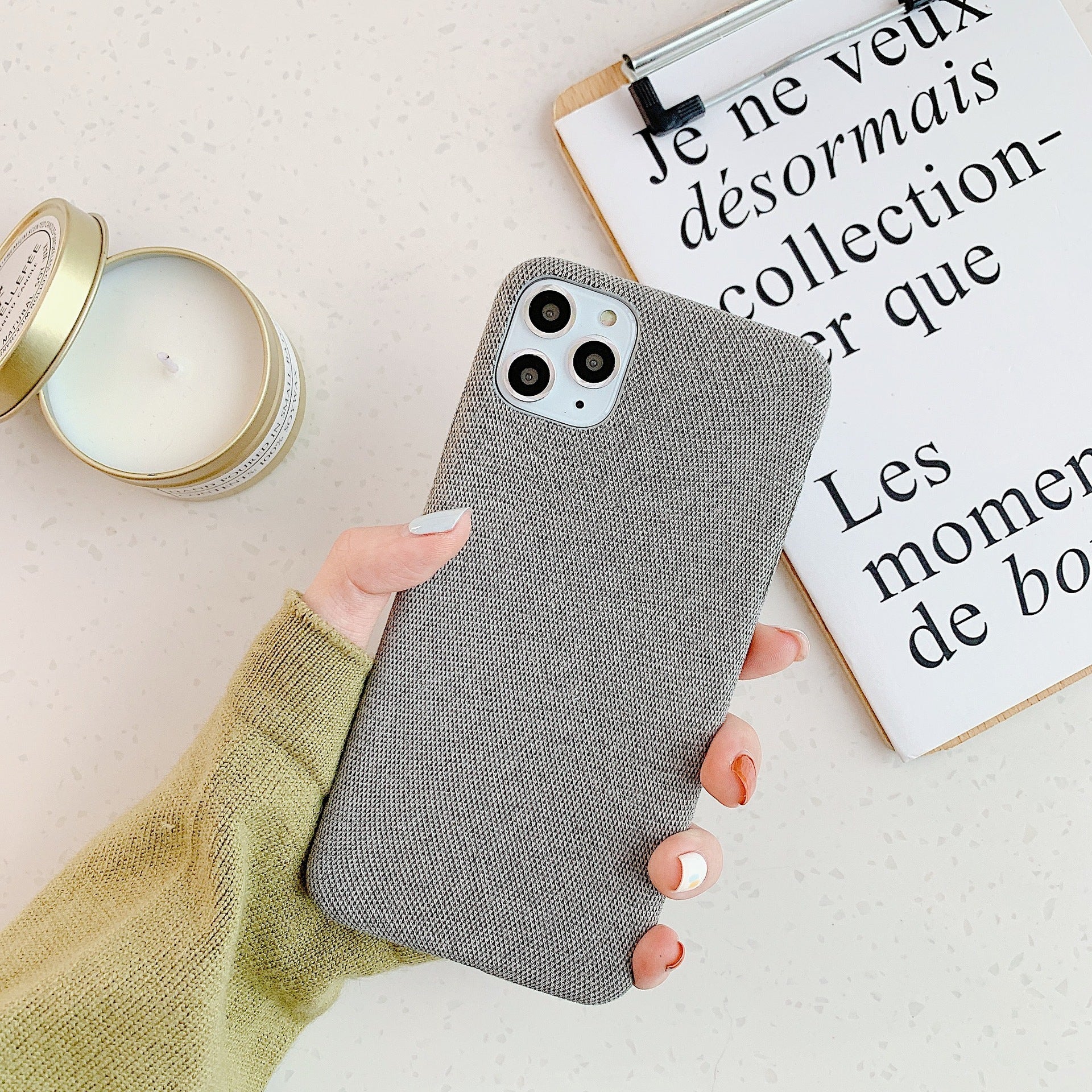 New Luo Qi Cloth Phone Case Solid Color