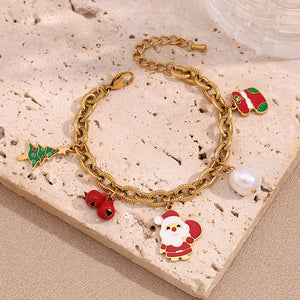 O-vormige ketting schattige cartoon santa claus sokken armband