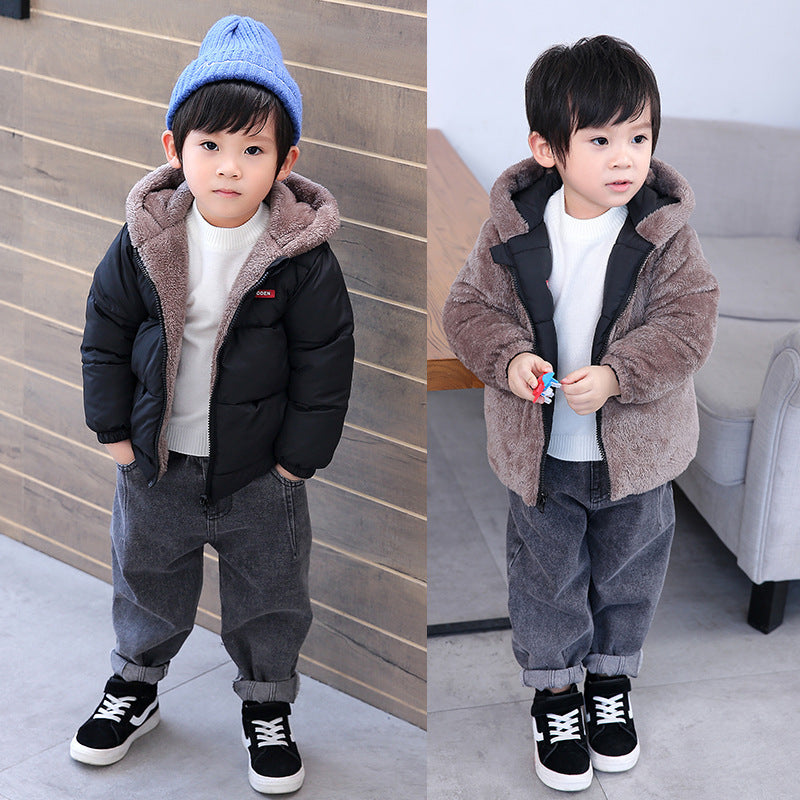 Boy’s Cotton-padded Winter Jacket Children’s Cotton-padded Jacket Double-sided Wear