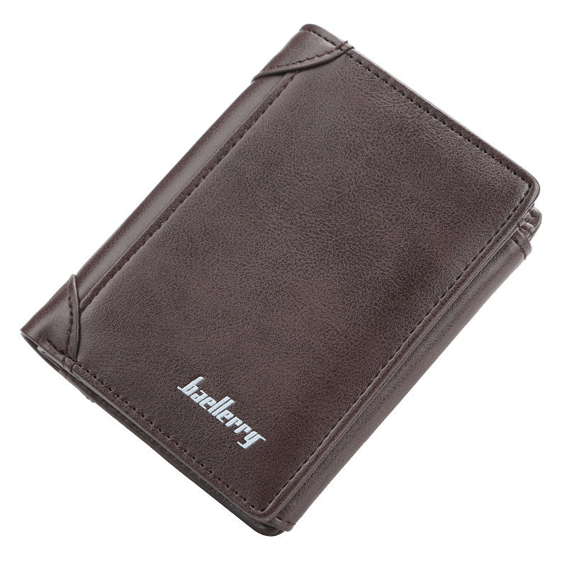 Wallet Men’s Short Korean Version Of The Vertical Multi-card Position Three-fold Small Wallet Thin Buckle Coin Purse