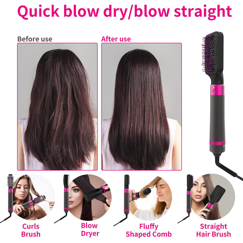 5-In-1 Hair Dryer Brush with Straightening and Curling Functions - Teleplus 5-in-1 hair dryer brush straightening