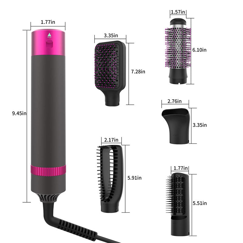 5-In-1 Hair Dryer Brush with Straightening and Curling Functions - Teleplus 5-in-1 hair dryer brush straightening